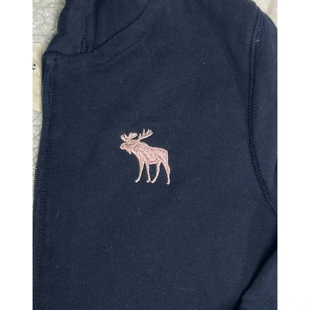Abercrombie‎ Kids Sherpa Lined Hoodie Jacket Girls 15/16 Navy Sequin Zip Up